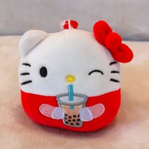 Squishmallow clip Hello Kitty drinking bubble tea